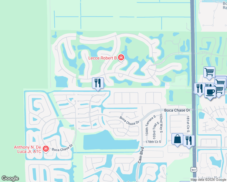 map of restaurants, bars, coffee shops, grocery stores, and more near 10705 Greenbriar Court in Boca Raton