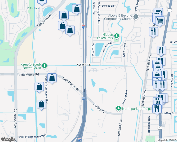 map of restaurants, bars, coffee shops, grocery stores, and more near 500 Northwest 67th Street in Boca Raton