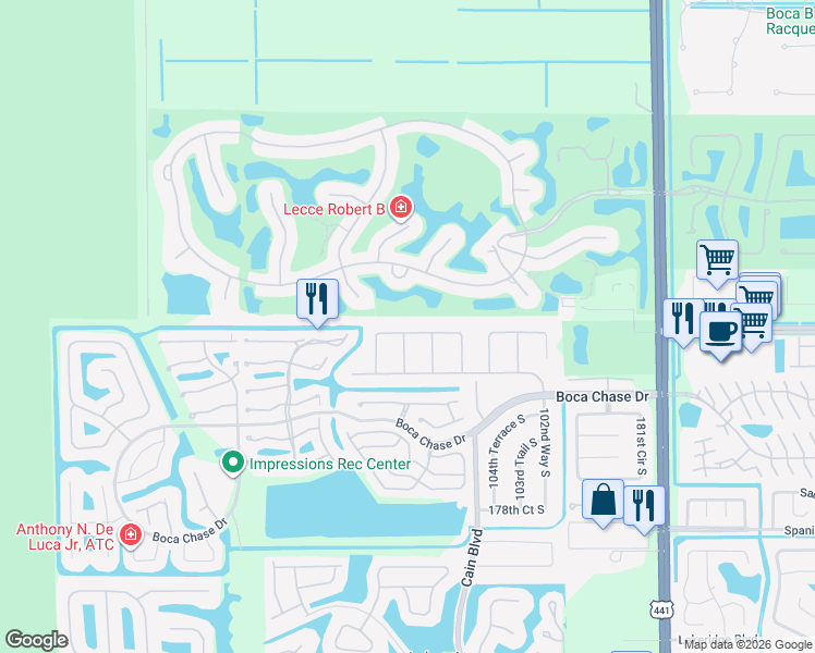 map of restaurants, bars, coffee shops, grocery stores, and more near 10621 Greenbriar Court in Boca Raton
