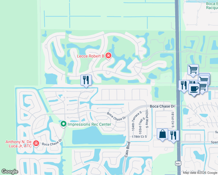 map of restaurants, bars, coffee shops, grocery stores, and more near 10621 Greenbriar Court in Boca Raton