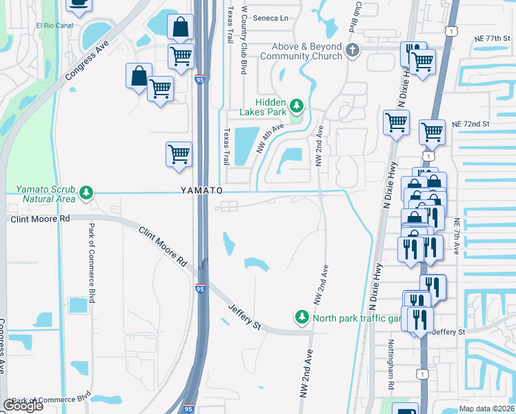 map of restaurants, bars, coffee shops, grocery stores, and more near 204 Northwest 67th Street in Boca Raton