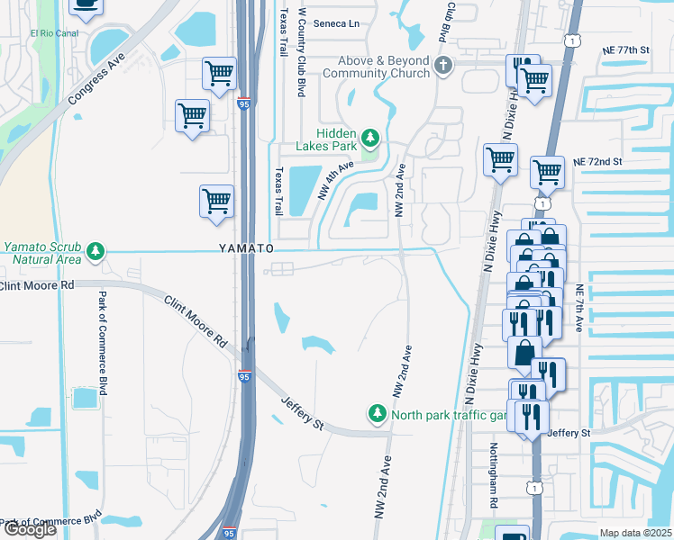 map of restaurants, bars, coffee shops, grocery stores, and more near 260 Northwest 67th Street in Boca Raton