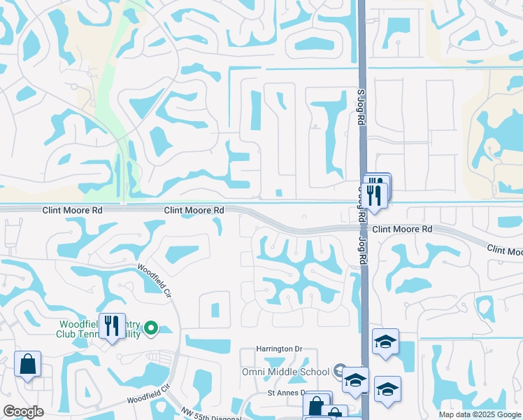 map of restaurants, bars, coffee shops, grocery stores, and more near 3239 Clint Moore Road in Boca Raton