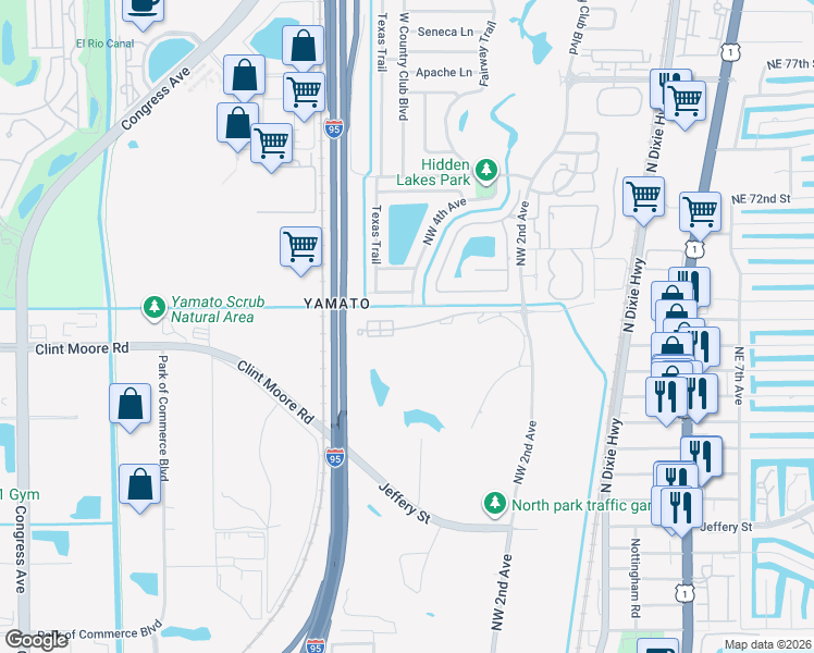 map of restaurants, bars, coffee shops, grocery stores, and more near 380 Northwest 67th Street in Boca Raton