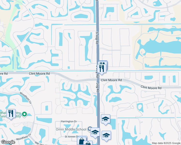 map of restaurants, bars, coffee shops, grocery stores, and more near 3237 Clint Moore Road in Boca Raton