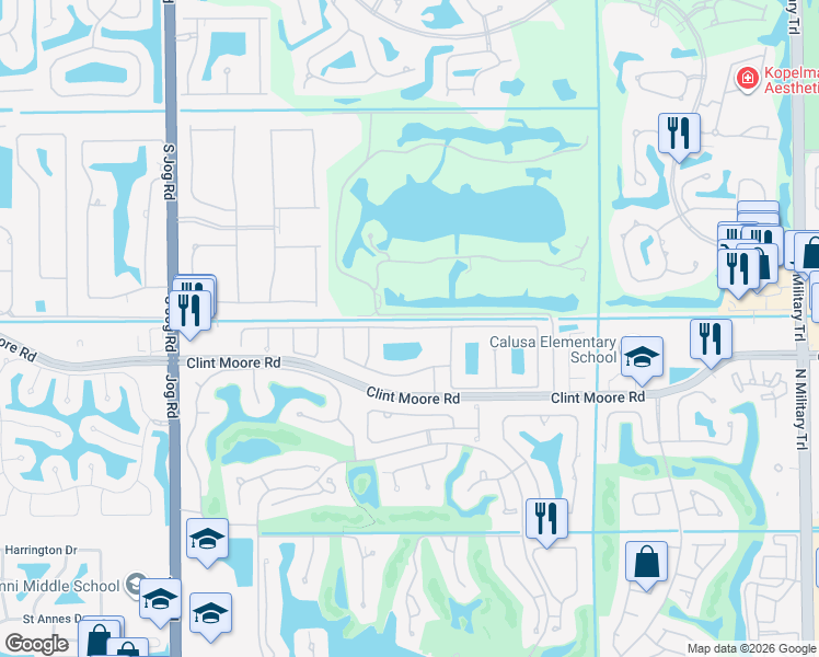 map of restaurants, bars, coffee shops, grocery stores, and more near Northwest 67th Street in Boca Raton