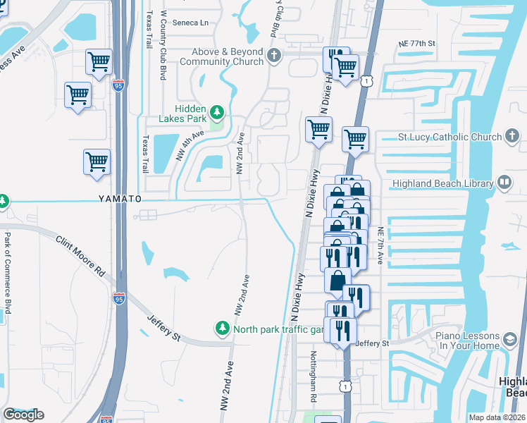 map of restaurants, bars, coffee shops, grocery stores, and more near 198 Northwest 67th Street in Boca Raton