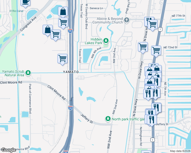map of restaurants, bars, coffee shops, grocery stores, and more near 204 Northwest 67th Street in Boca Raton