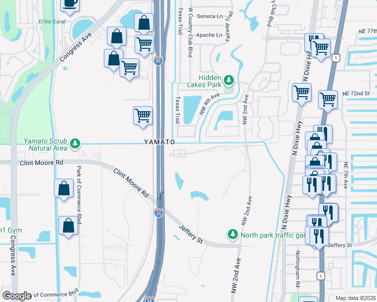 map of restaurants, bars, coffee shops, grocery stores, and more near 380 Northwest 67th Street in Boca Raton