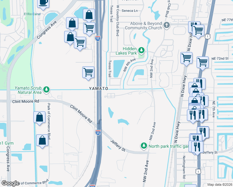 map of restaurants, bars, coffee shops, grocery stores, and more near 380 Northwest 67th Street in Boca Raton
