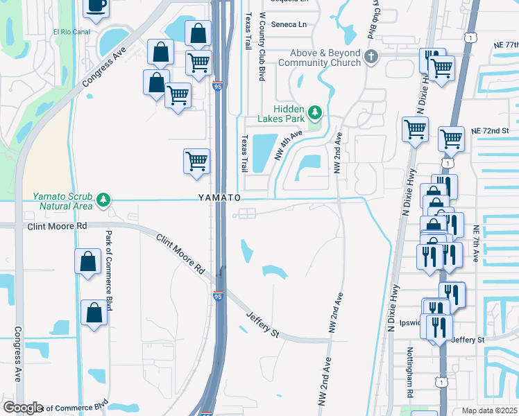 map of restaurants, bars, coffee shops, grocery stores, and more near 380 Northwest 67th Street in Boca Raton