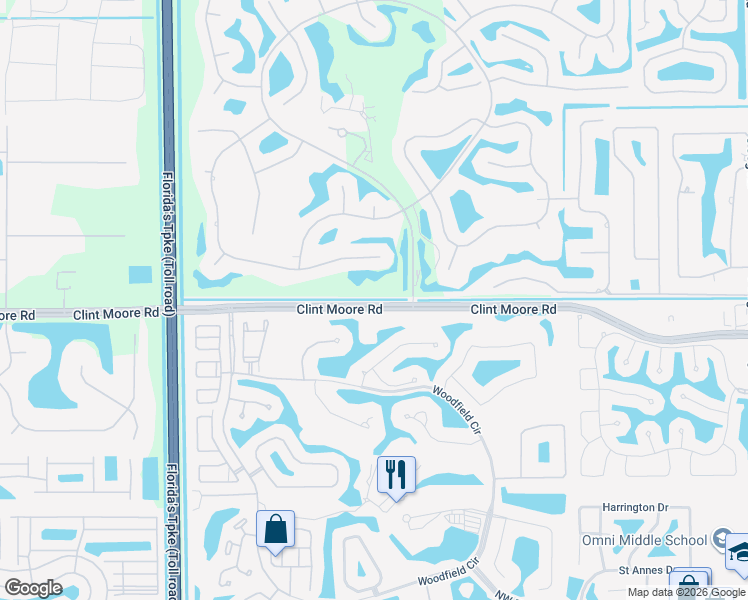 map of restaurants, bars, coffee shops, grocery stores, and more near 6805 Clint Moore Road in Boca Raton