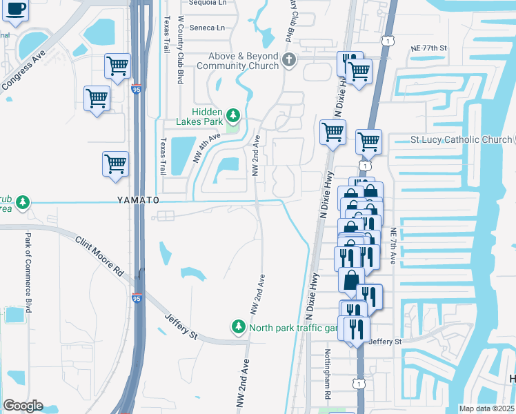 map of restaurants, bars, coffee shops, grocery stores, and more near 198 Northwest 67th Street in Boca Raton