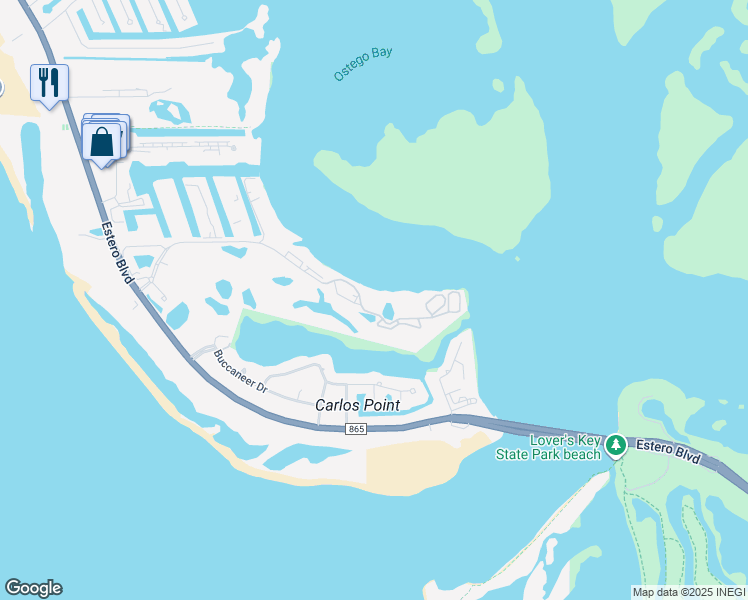 map of restaurants, bars, coffee shops, grocery stores, and more near 4191 Bay Beach Lane in Fort Myers Beach