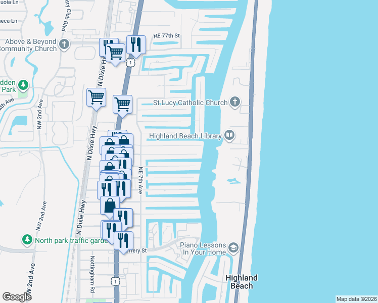 map of restaurants, bars, coffee shops, grocery stores, and more near 856 Berkley Street in Boca Raton