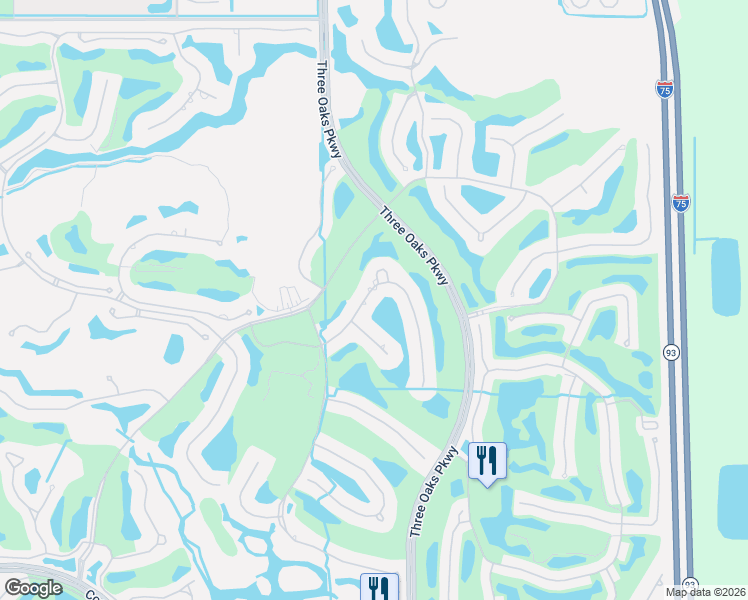 map of restaurants, bars, coffee shops, grocery stores, and more near 10041 Orchid Ridge Lane in Bonita Springs