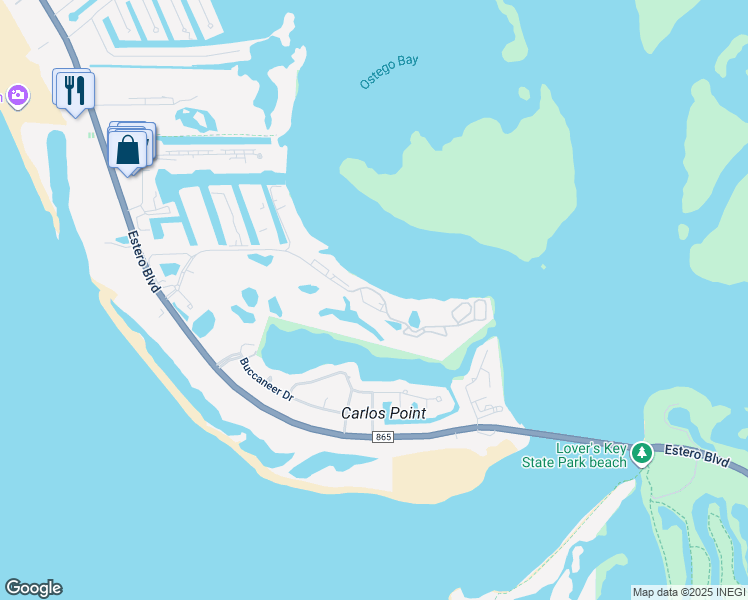 map of restaurants, bars, coffee shops, grocery stores, and more near 4185 Bay Beach Lane in Fort Myers Beach