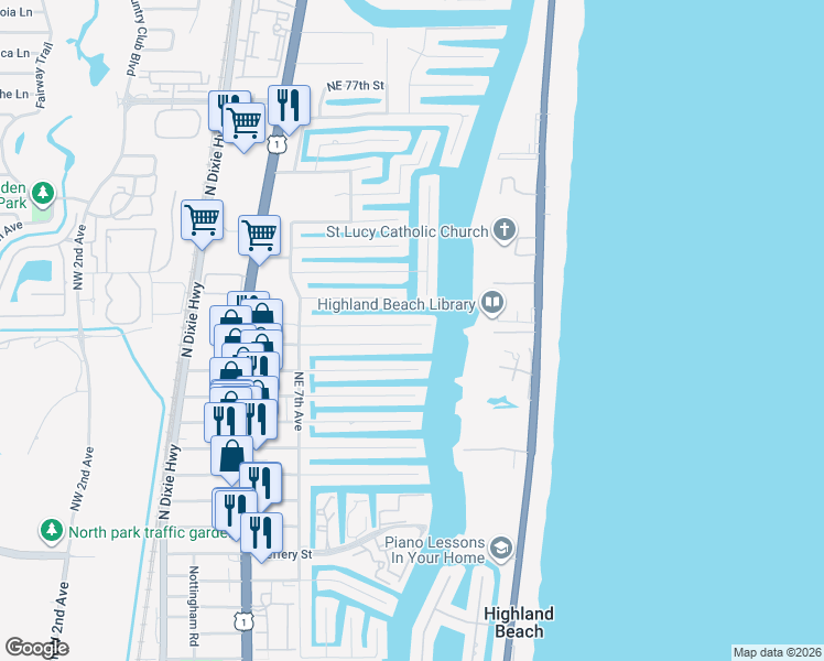 map of restaurants, bars, coffee shops, grocery stores, and more near 856 Berkley Street in Boca Raton