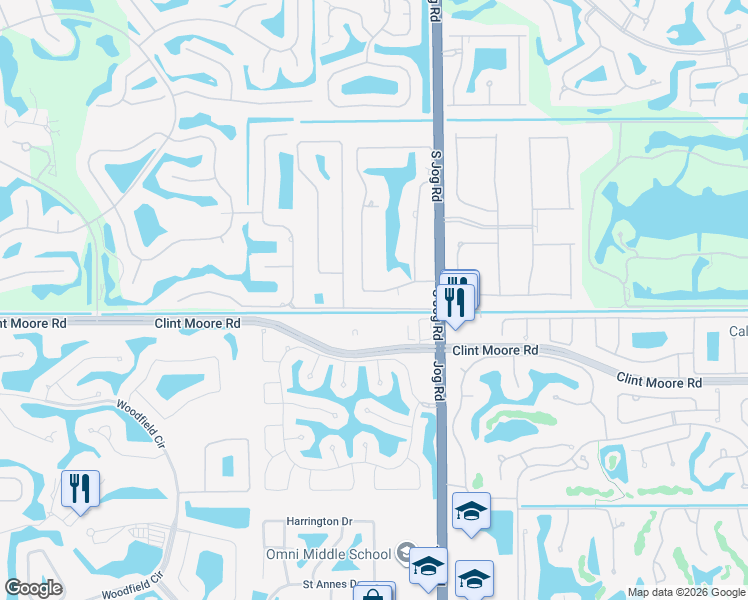 map of restaurants, bars, coffee shops, grocery stores, and more near 17936 Fieldbrook Circle South in Boca Raton