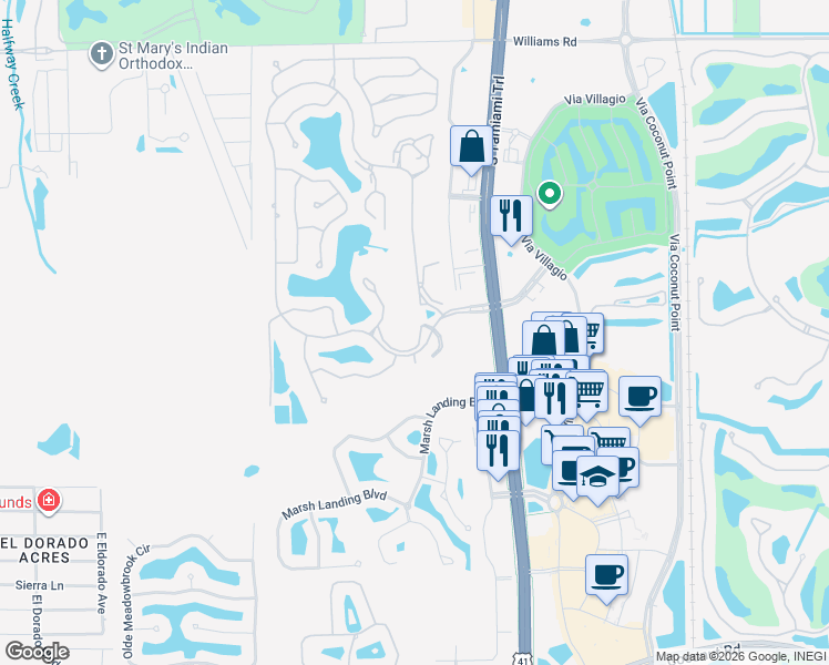 map of restaurants, bars, coffee shops, grocery stores, and more near 3691 Stone Way in Estero