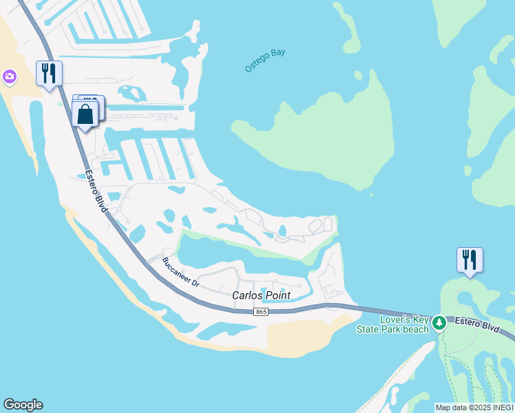 map of restaurants, bars, coffee shops, grocery stores, and more near 4198 Bay Beach Lane in Fort Myers Beach