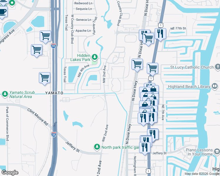map of restaurants, bars, coffee shops, grocery stores, and more near 6850 Northwest 2nd Avenue in Boca Raton
