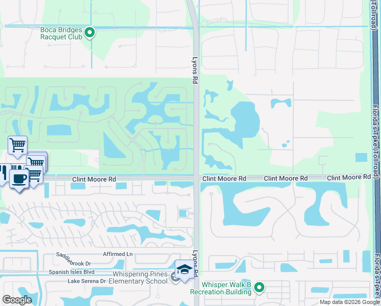 map of restaurants, bars, coffee shops, grocery stores, and more near 17806 Cadena Drive in Boca Raton