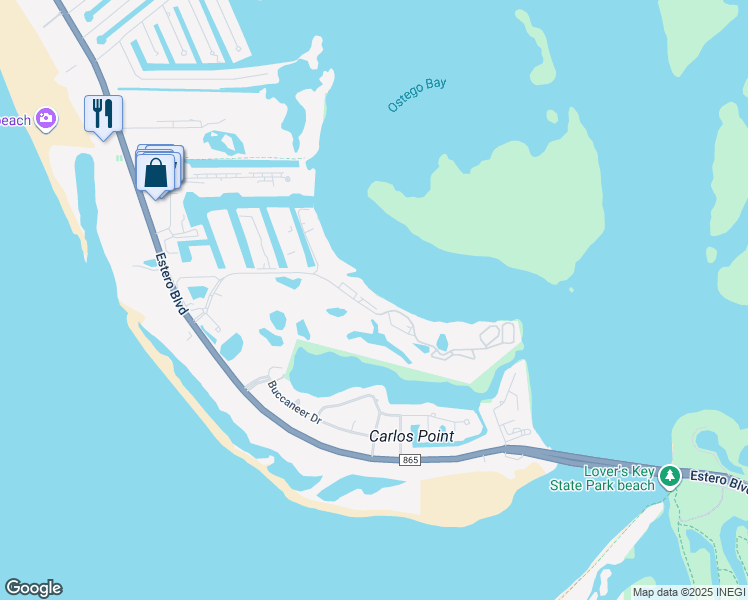 map of restaurants, bars, coffee shops, grocery stores, and more near 3099 Bay Beach Lane in Fort Myers Beach