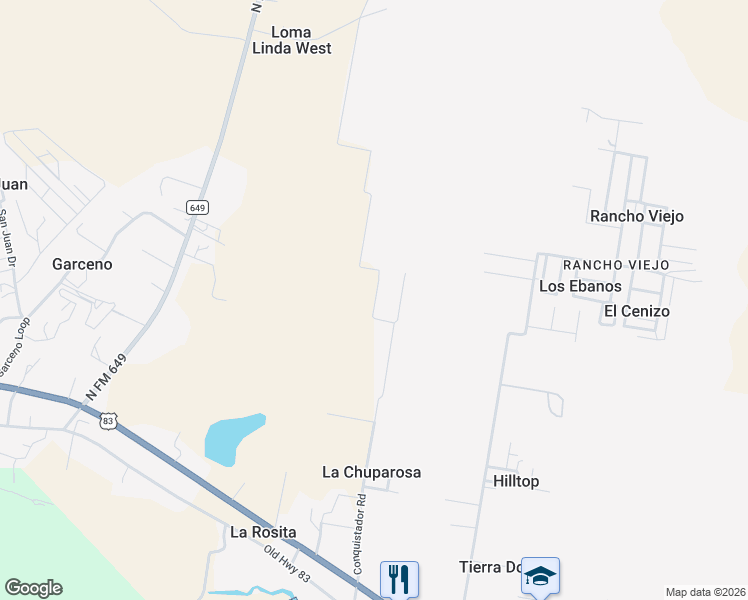 map of restaurants, bars, coffee shops, grocery stores, and more near 147 Cobquistador Road in Rio Grande City