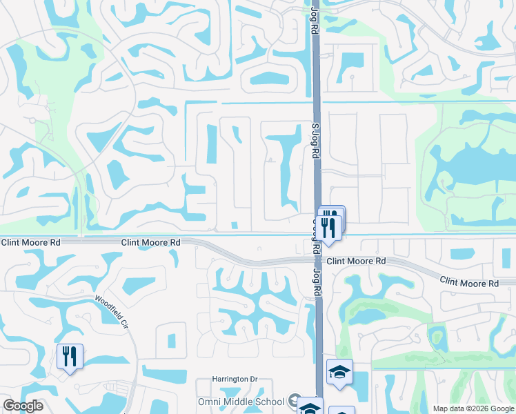 map of restaurants, bars, coffee shops, grocery stores, and more near 17888 Fieldbrook Circle East in Boca Raton
