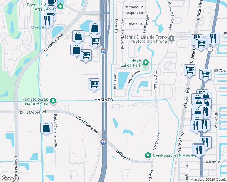 map of restaurants, bars, coffee shops, grocery stores, and more near 465 Northwest 69th Street in Boca Raton