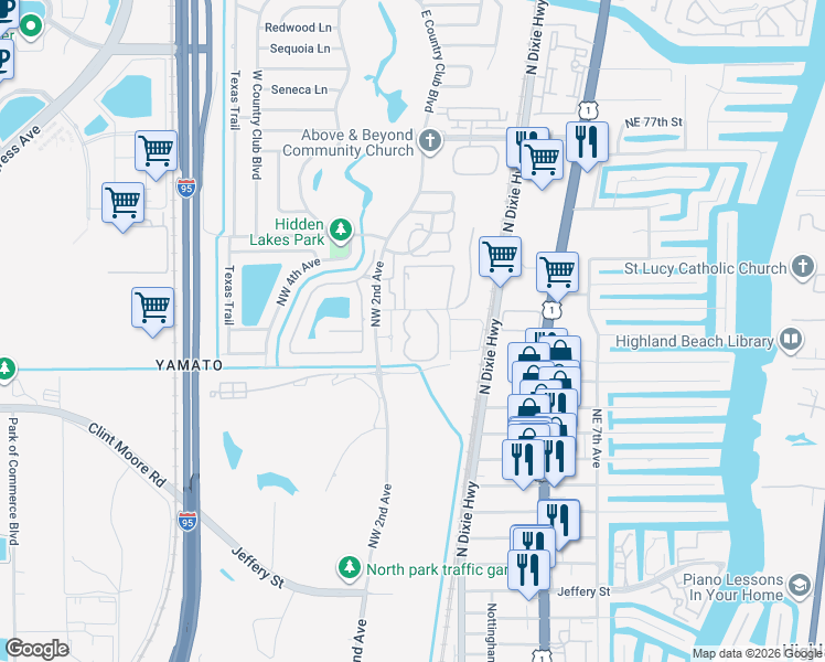map of restaurants, bars, coffee shops, grocery stores, and more near 160 Northwest 70th Street in Boca Raton