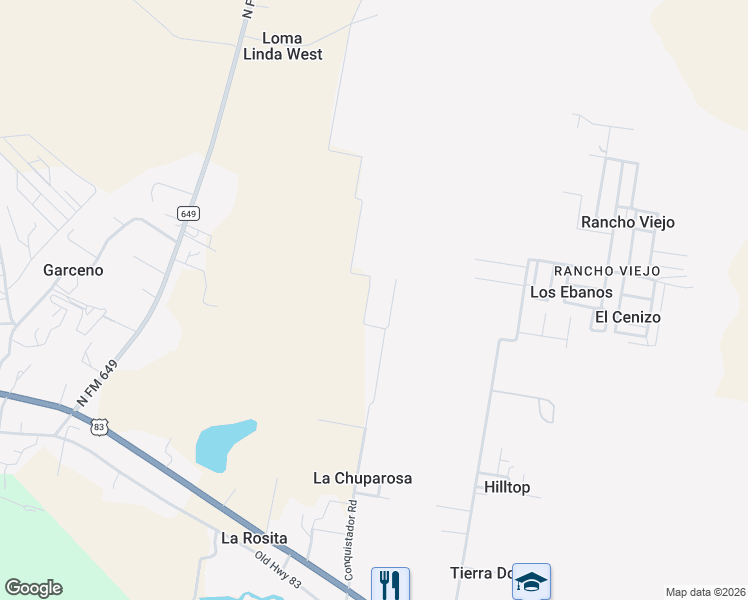 map of restaurants, bars, coffee shops, grocery stores, and more near 147 Cobquistador Road in Rio Grande City