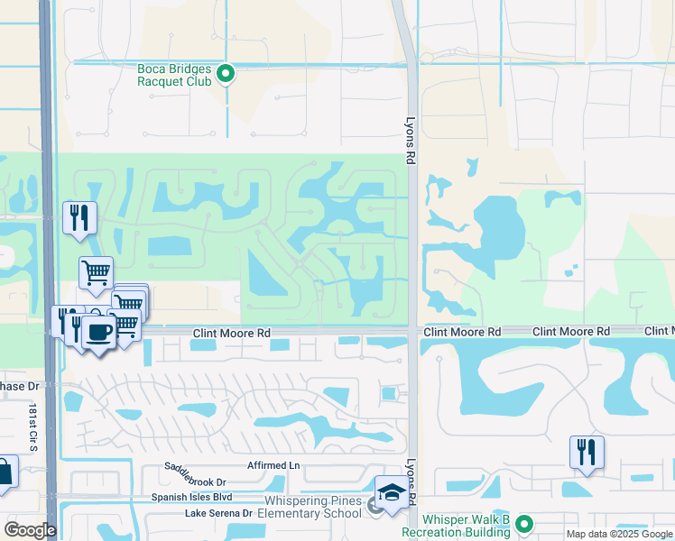map of restaurants, bars, coffee shops, grocery stores, and more near 17878 Monte Vista Drive in Boca Raton