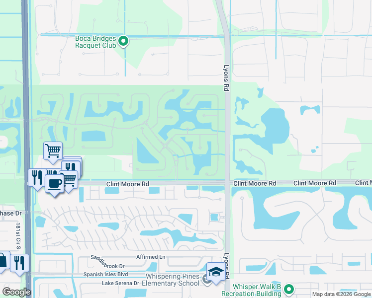 map of restaurants, bars, coffee shops, grocery stores, and more near 17878 Monte Vista Drive in Boca Raton