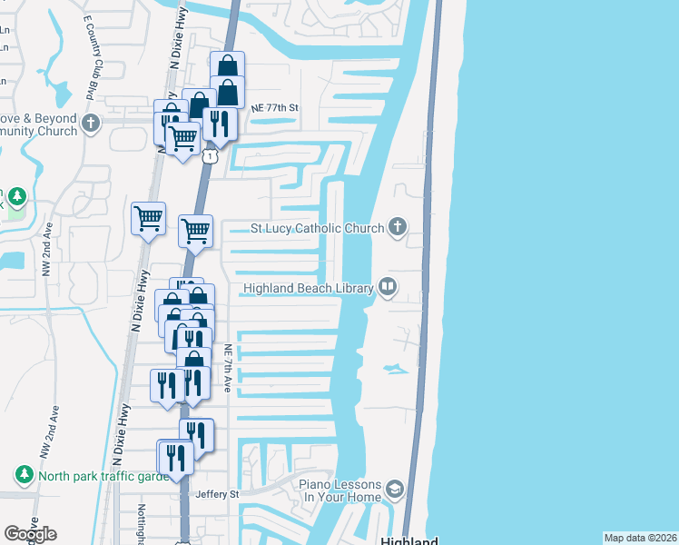 map of restaurants, bars, coffee shops, grocery stores, and more near 7020 Northeast 8th Drive in Boca Raton