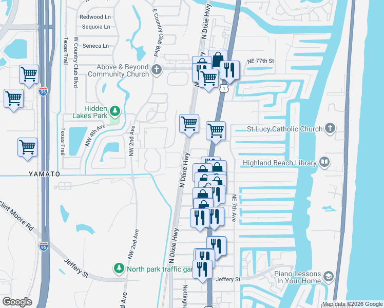 map of restaurants, bars, coffee shops, grocery stores, and more near 6971 North Federal Highway in Boca Raton