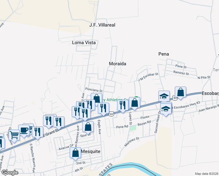 map of restaurants, bars, coffee shops, grocery stores, and more near 2962 Azucena Street in Roma