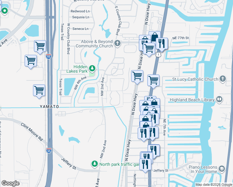 map of restaurants, bars, coffee shops, grocery stores, and more near 149 Northwest 70th Street in Boca Raton