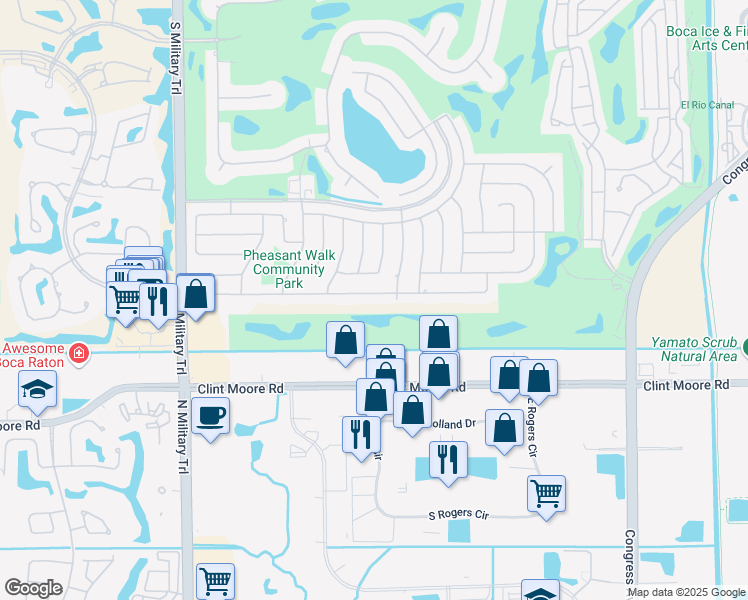 map of restaurants, bars, coffee shops, grocery stores, and more near 4507 Brandywine Drive in Boca Raton
