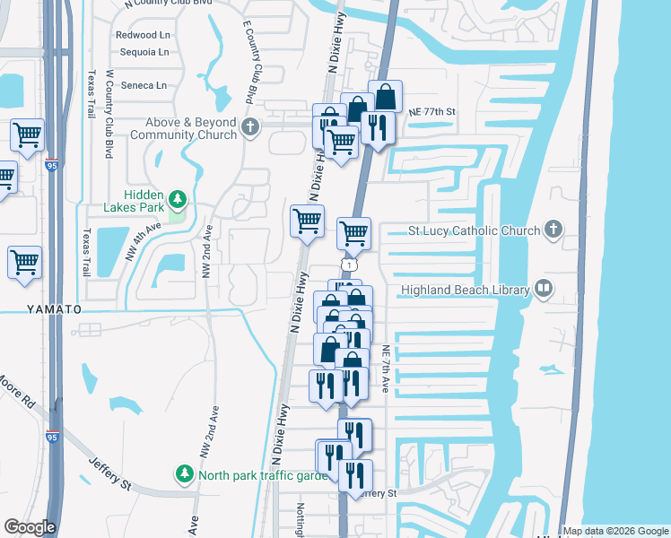 map of restaurants, bars, coffee shops, grocery stores, and more near in Boca Raton