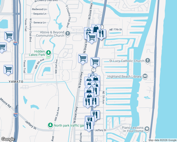 map of restaurants, bars, coffee shops, grocery stores, and more near 6971 North Federal Highway in Boca Raton