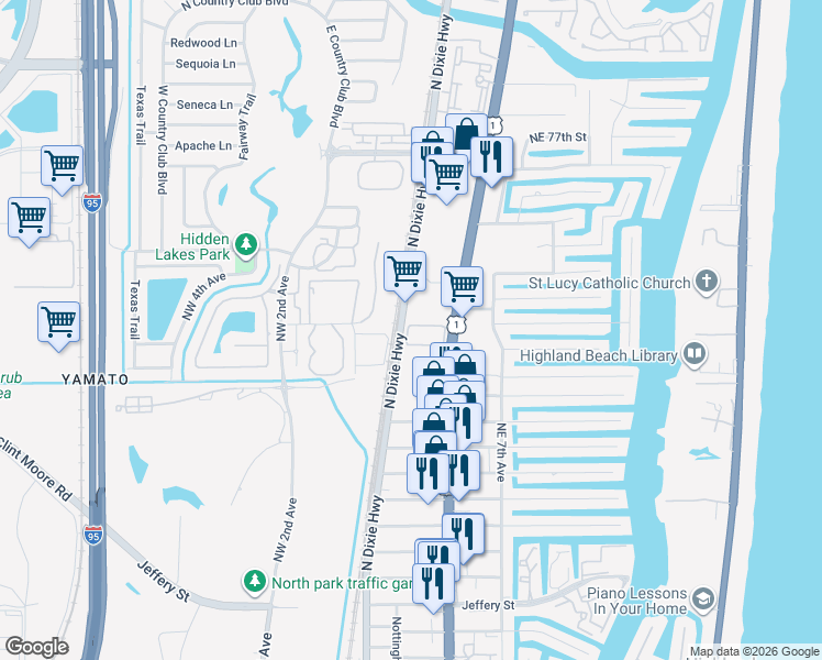 map of restaurants, bars, coffee shops, grocery stores, and more near 6971 North Federal Highway in Boca Raton