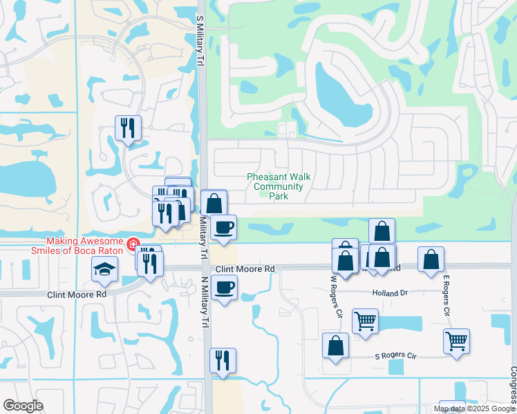 map of restaurants, bars, coffee shops, grocery stores, and more near 4767 Brandywine Drive in Boca Raton