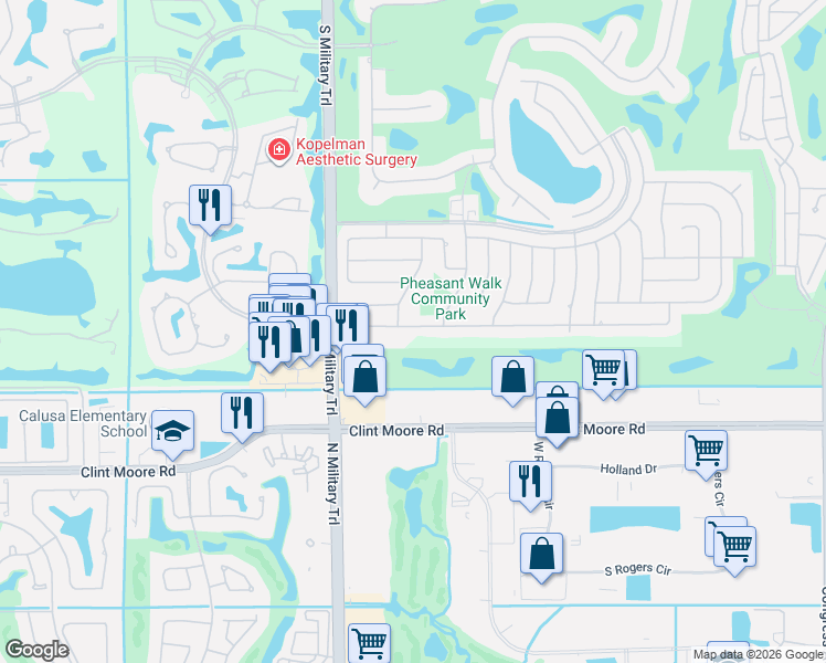 map of restaurants, bars, coffee shops, grocery stores, and more near 4767 Brandywine Drive in Boca Raton
