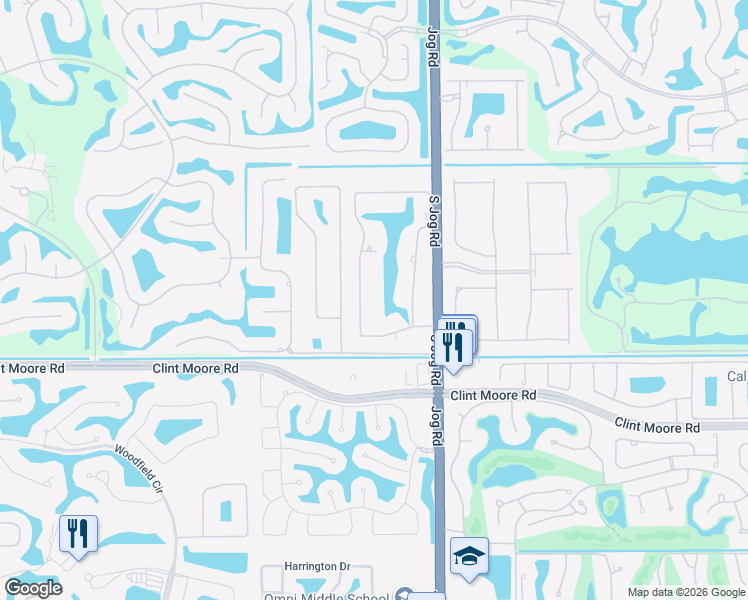 map of restaurants, bars, coffee shops, grocery stores, and more near 17861 Fieldbrook Circle East in Boca Raton