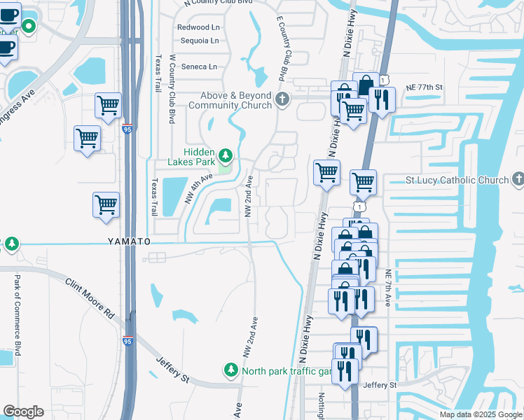map of restaurants, bars, coffee shops, grocery stores, and more near 6850 Northwest 2nd Avenue in Boca Raton