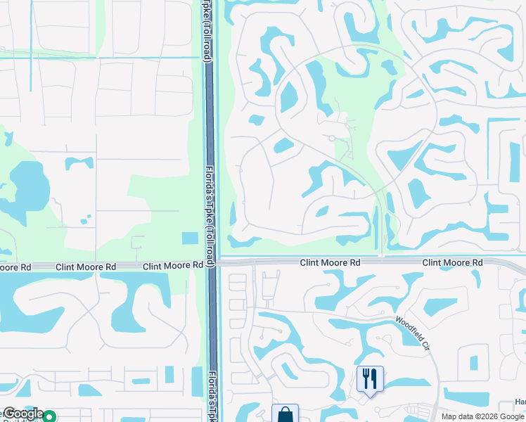 map of restaurants, bars, coffee shops, grocery stores, and more near 17669 Foxborough Lane in Boca Raton