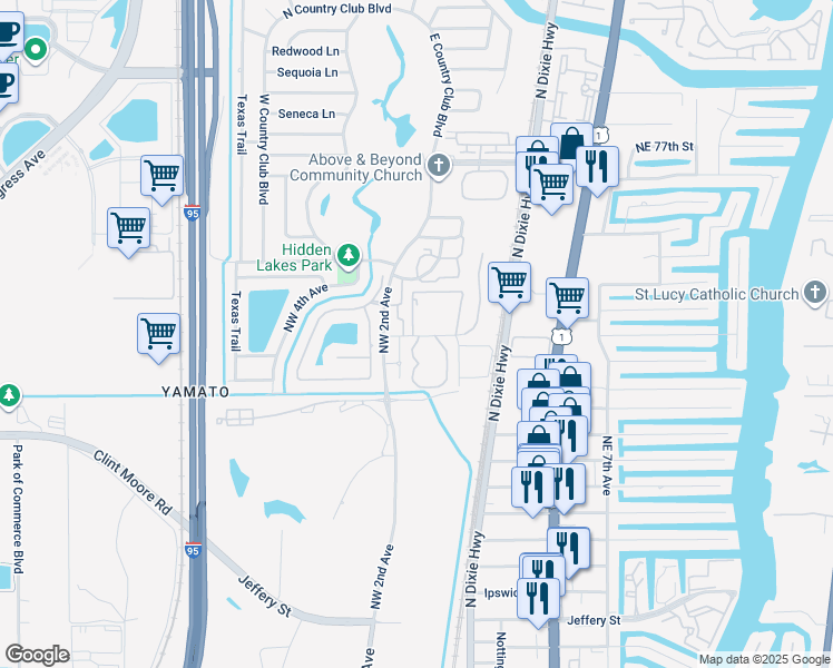 map of restaurants, bars, coffee shops, grocery stores, and more near 101 Northwest 70th Street in Boca Raton