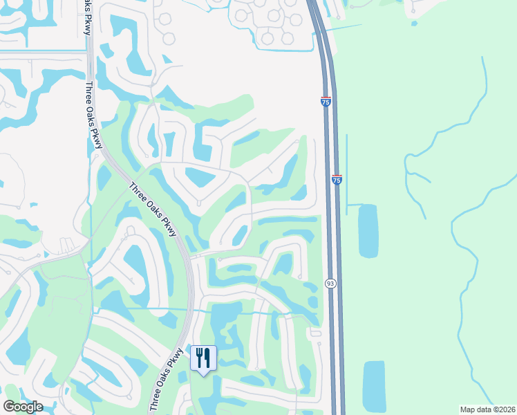 map of restaurants, bars, coffee shops, grocery stores, and more near 10302 Autumn Breeze Drive in Bonita Springs